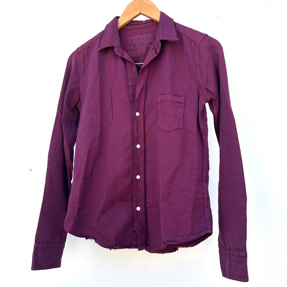 Frank & Eileen Barry Fitted Famous Denim Button Down Shirt XS Dark Purple - Picture 2 of 6